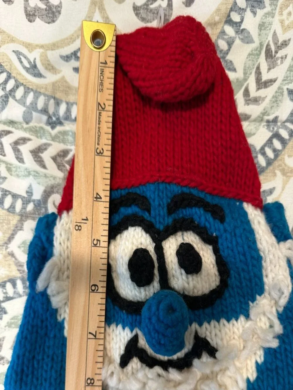 Adorable Artisan Papa Smurf Beanie with Earflaps & Beard!